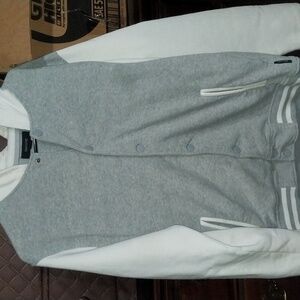 Ring of Fire Men's Grey and white button up Hooded Jacket